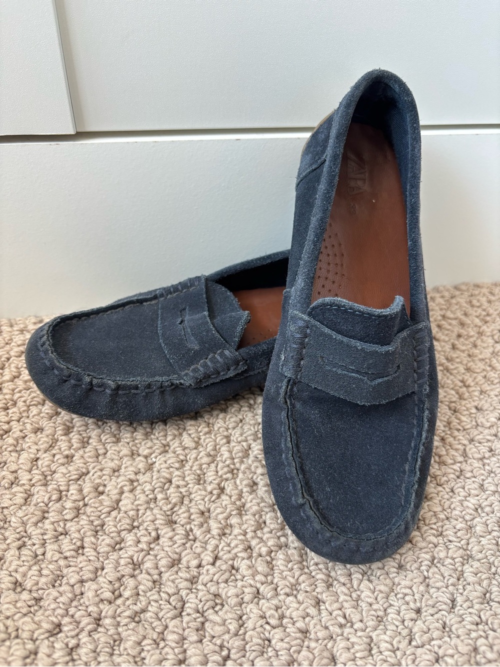 Zara Boys Navy Suede Loafers